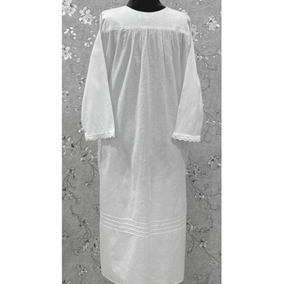 Victorian Cotton Nightgown by SoieRose – Button-Front Lace Trim Nightie -SR-1226 - Picture 6 of 7